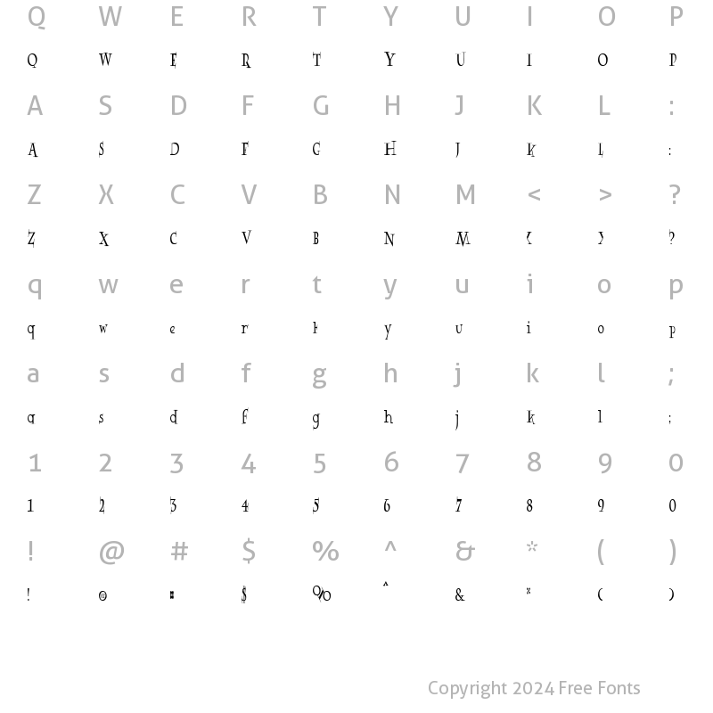 Character Map of Rowling Stone XNarrow Regular