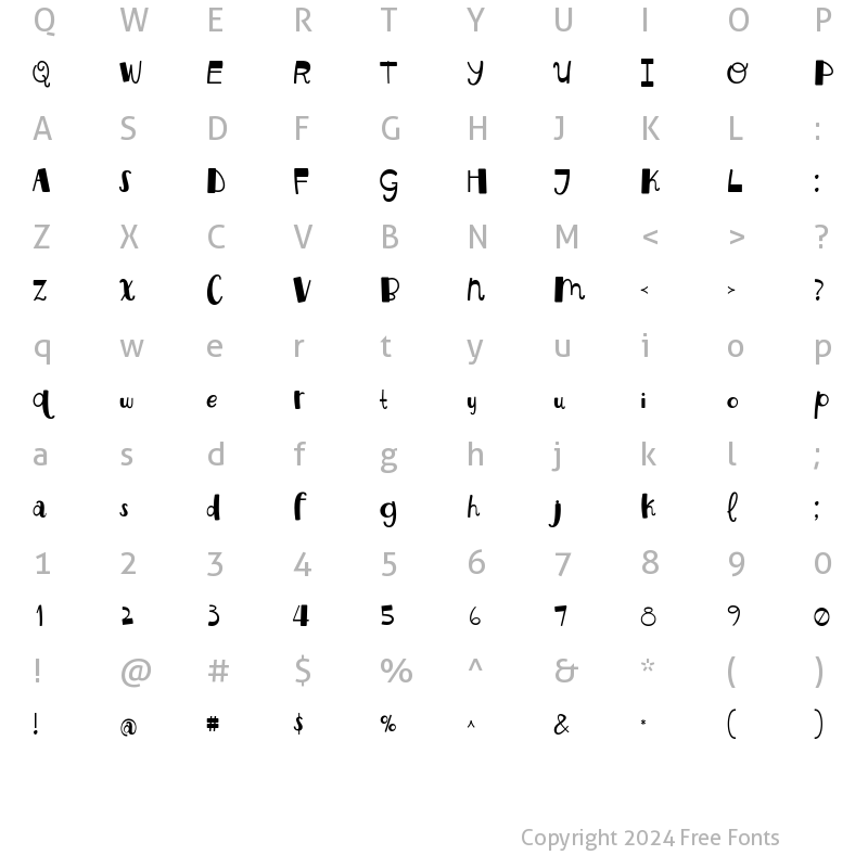 Character Map of Rowlink Story Regular