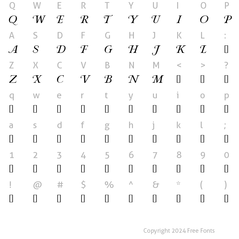 Character Map of Roxanne Regular