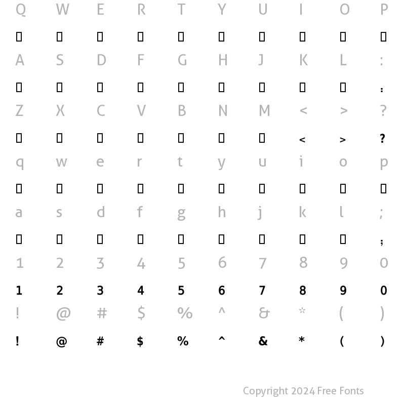 Character Map of Roya Bold