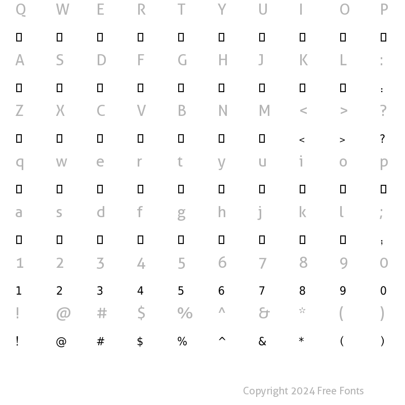 Character Map of Roya Regular