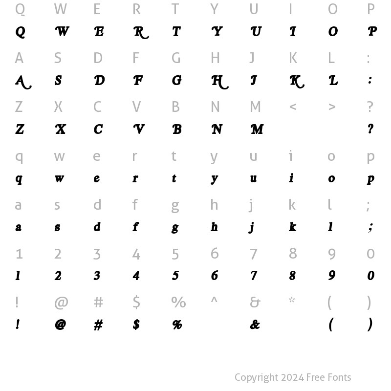 Character Map of Royal Acid Bold