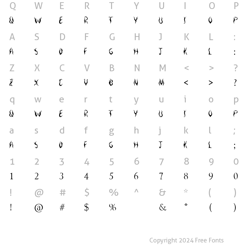 Character Map of Royal Inferno(RUS BY LYAJKA) Regular