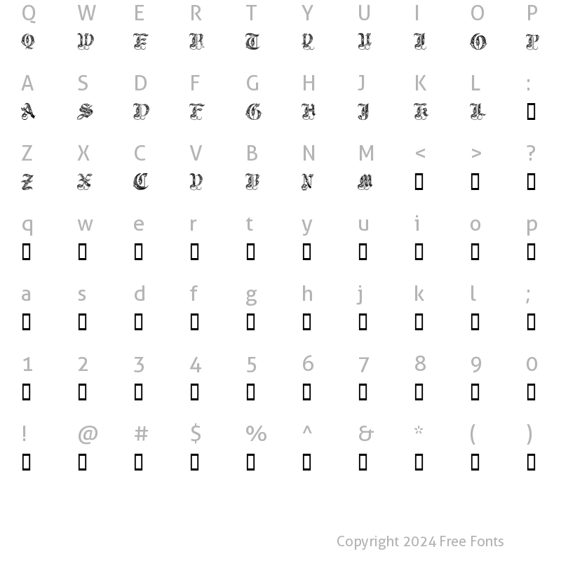 Character Map of Royal Initialen Regular