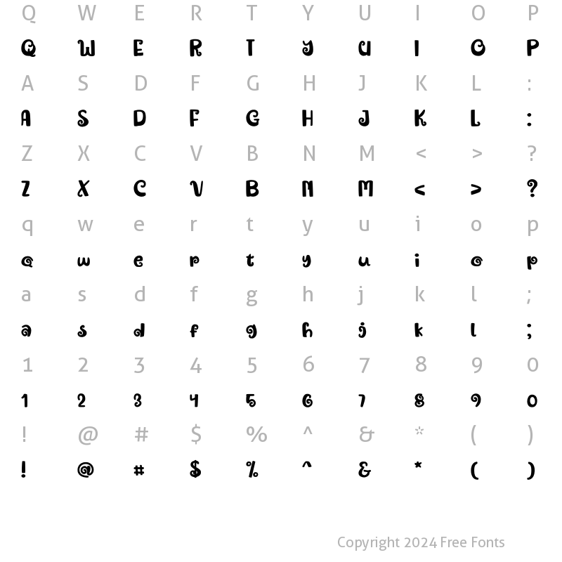 Character Map of Royal Jelly Regular