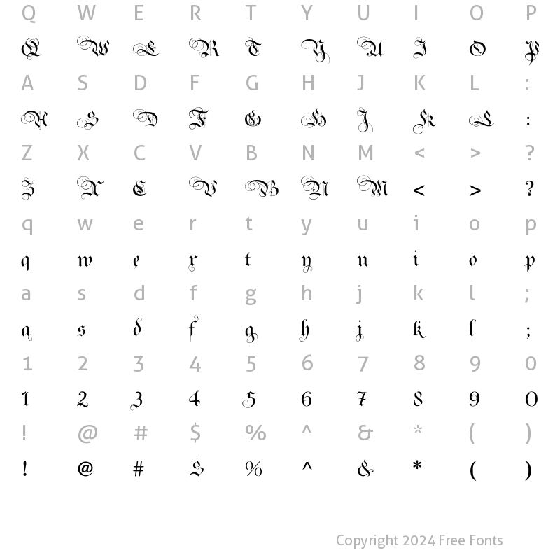 Character Map of RoyalBavarian Fancy