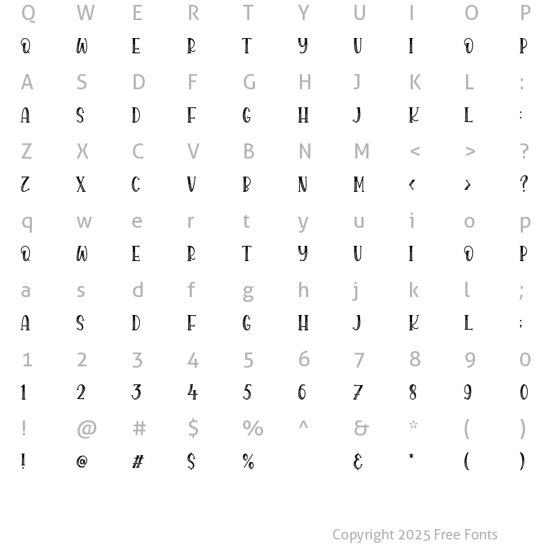 Character Map of Royalbean Regular