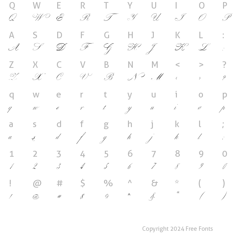 Character Map of RoyalClassicLight xPDF Regular