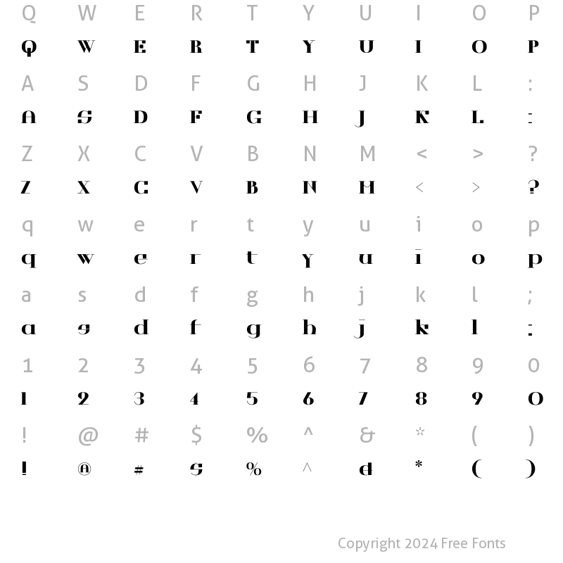 Character Map of Royalty DaMa Obese Regular