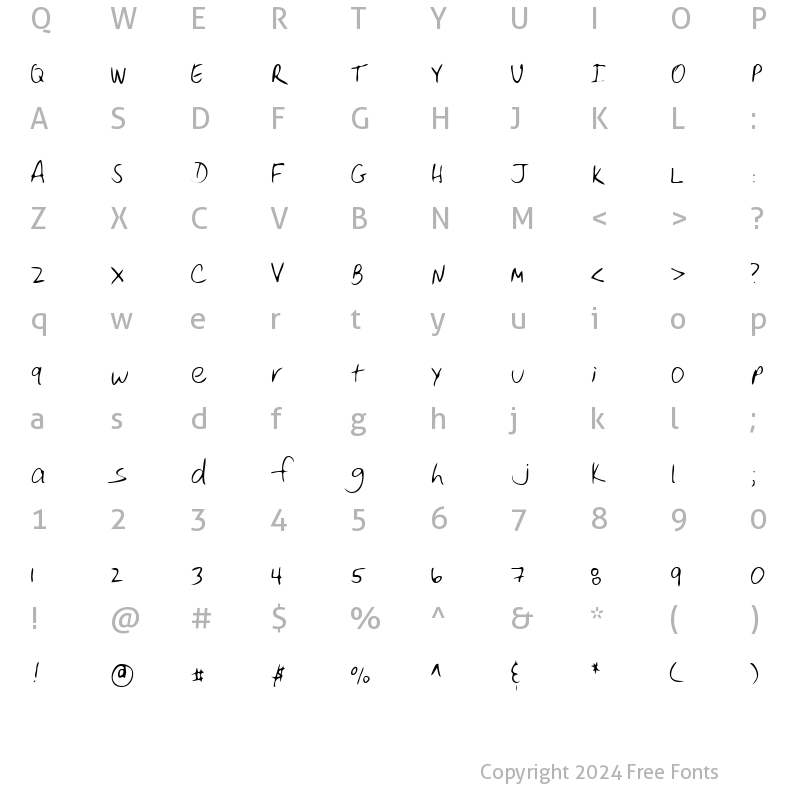 Character Map of RoydensHand Regular