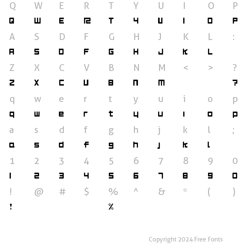 Character Map of RS125 Original Regular