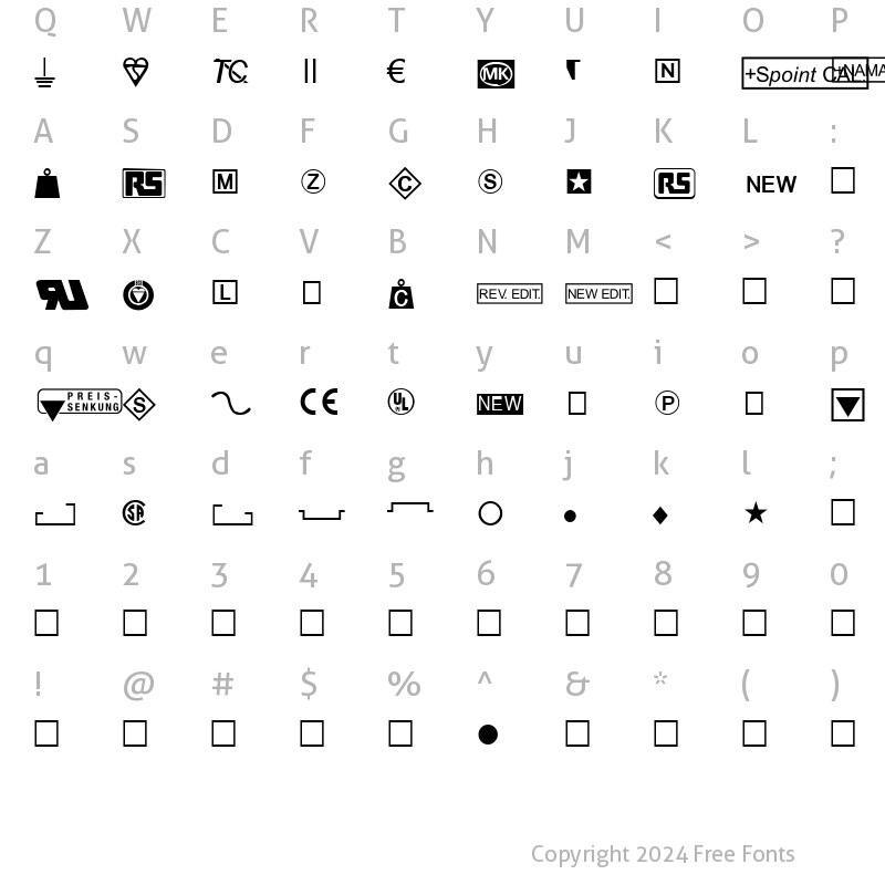 Character Map of RSAUS10 Regular