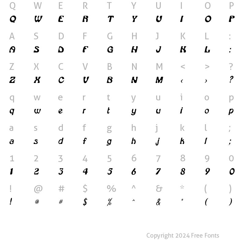 Character Map of Rsdaytona Th Italic Italic