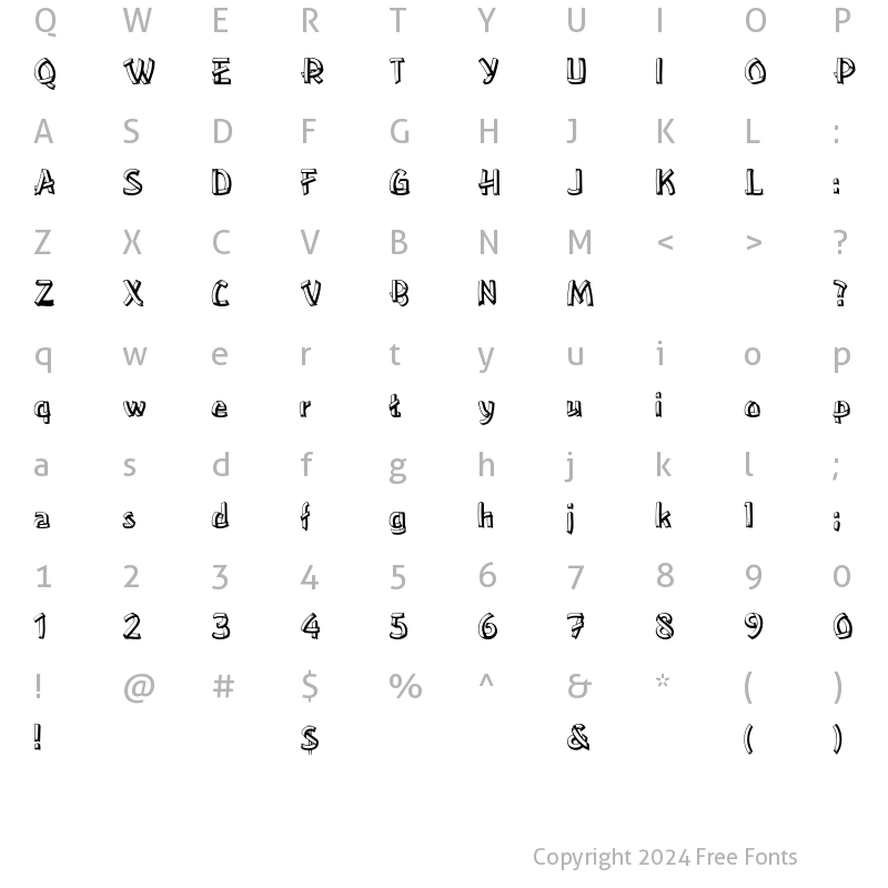 Character Map of RSLowerEastSide Regular