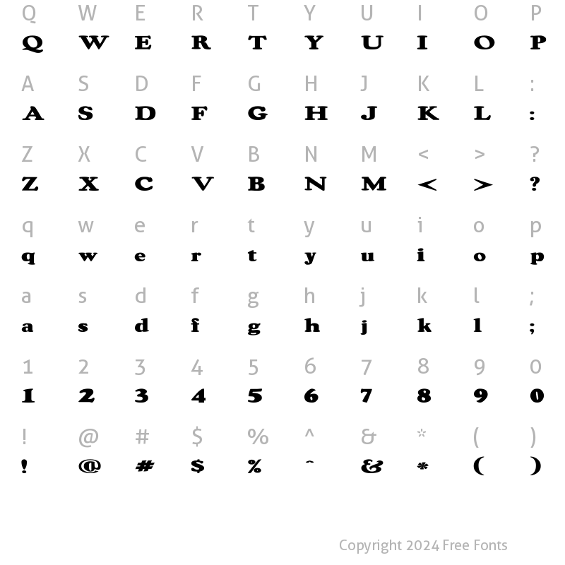 Character Map of RSOswaldGrey Ex Regular