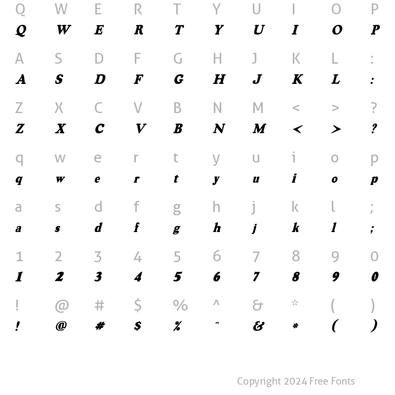 Character Map of RSOswaldGrey italic Italic