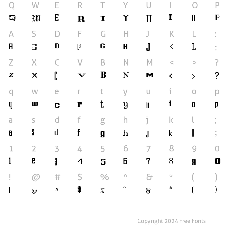 Character Map of RSStFrancis Regular