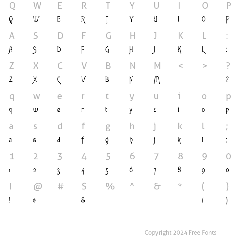 Character Map of RSToulouseLautrec Regular