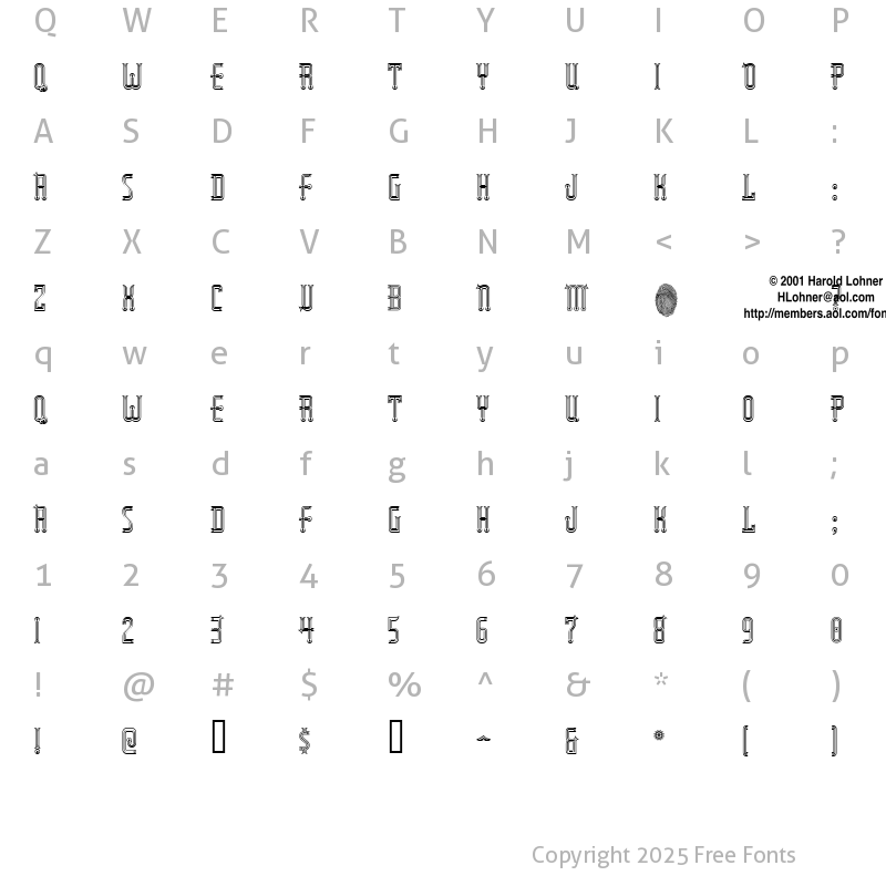 Character Map of RubaiyatDouble Line Regular