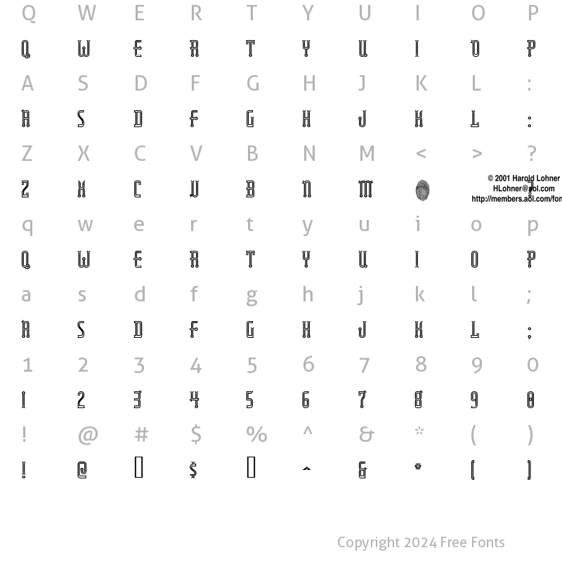 Character Map of RubaiyatEngraved Regular