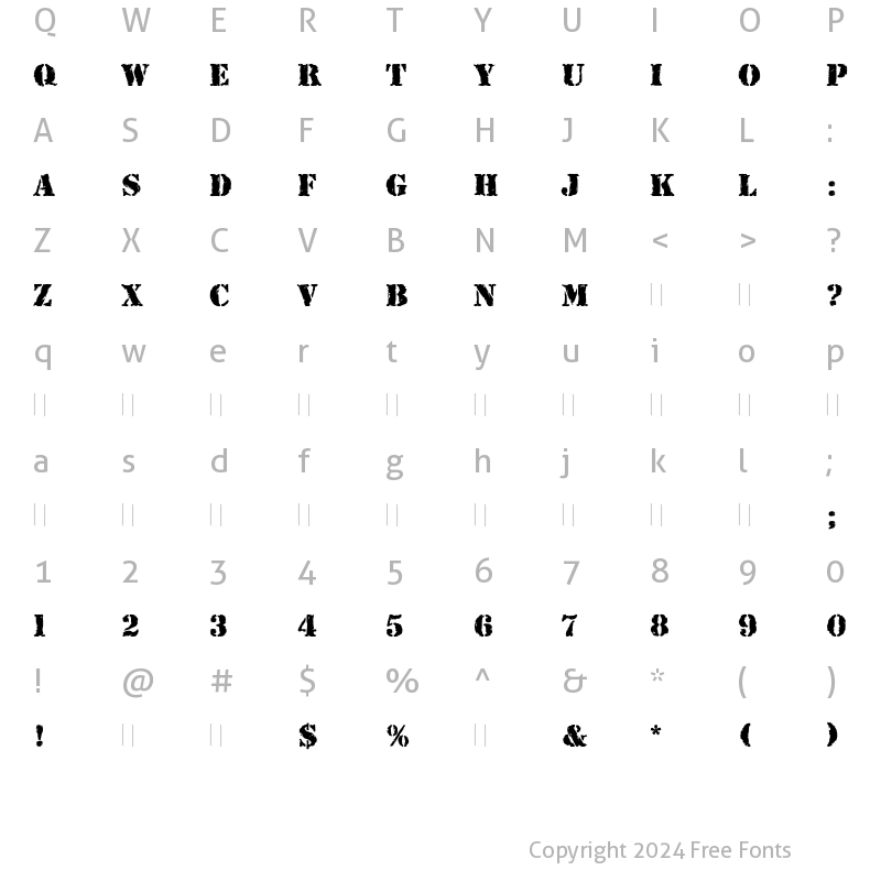 Character Map of Rubber Stamp Regular