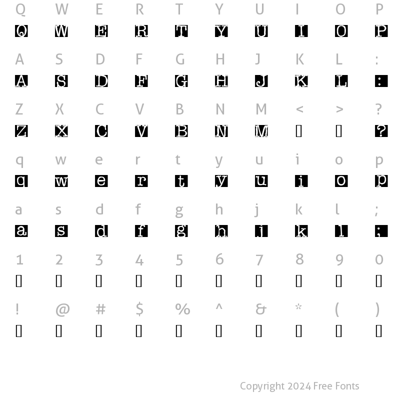 Character Map of Rubberstamp Regular