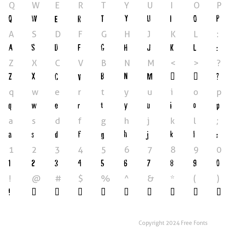 Character Map of Rubbing Font Regular