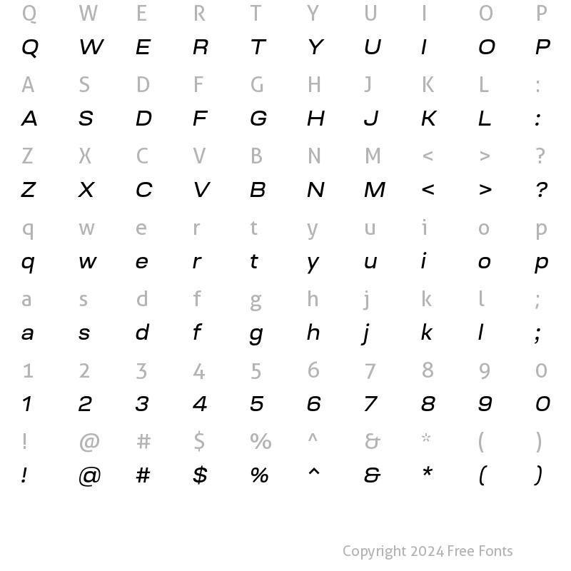 Character Map of Ruberoid Medium Oblique