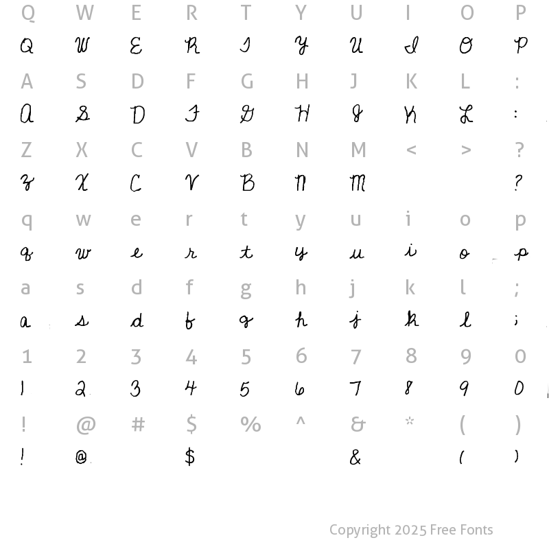 Character Map of RubieJoScript2 Regular