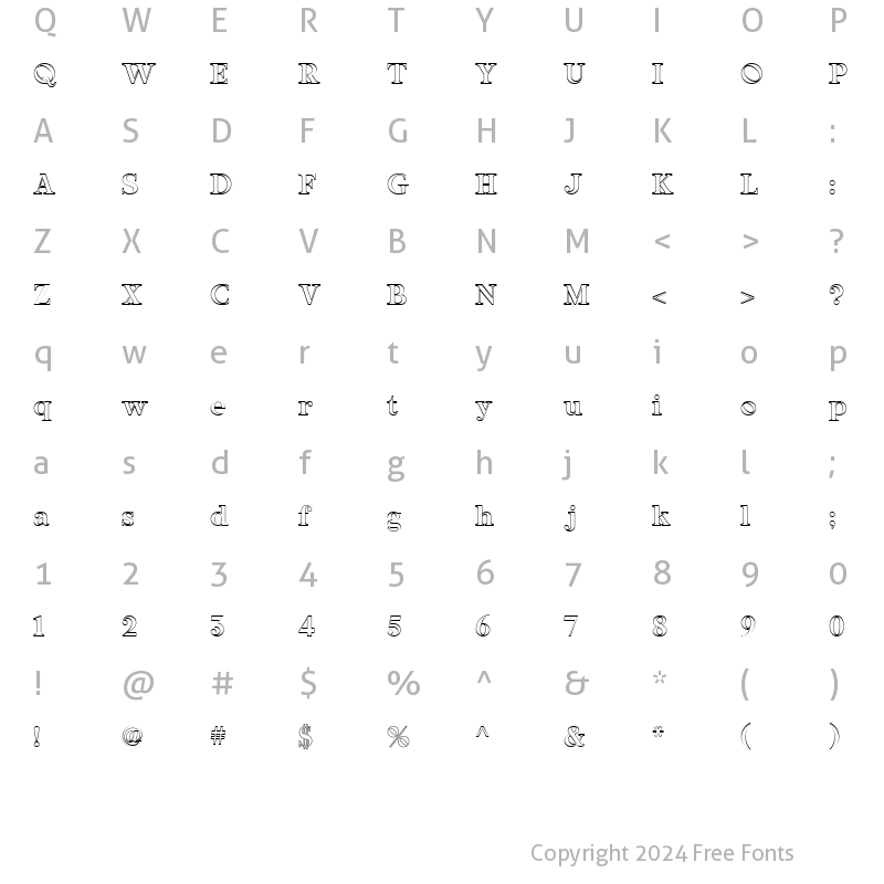 Character Map of Rubino Serif Outline Regular