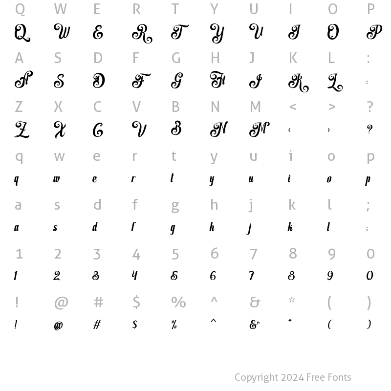 Character Map of Rubra Costa Regular