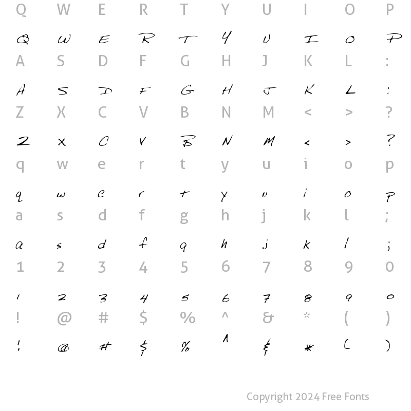 Character Map of RubysHand Regular