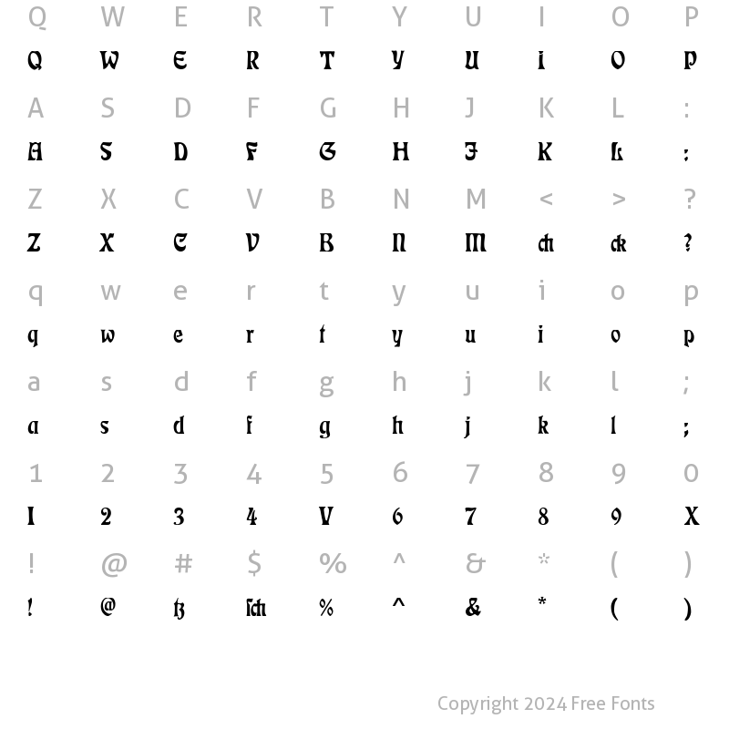 Character Map of Rudelsberg Alternate Regular