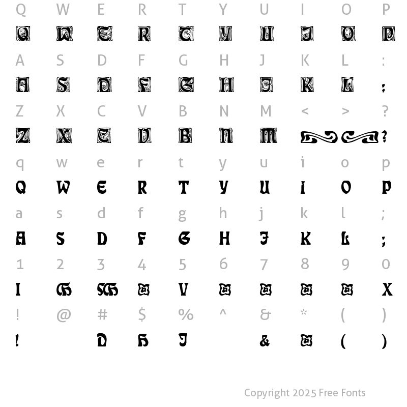 Character Map of Rudelsberg-Initialen Regular