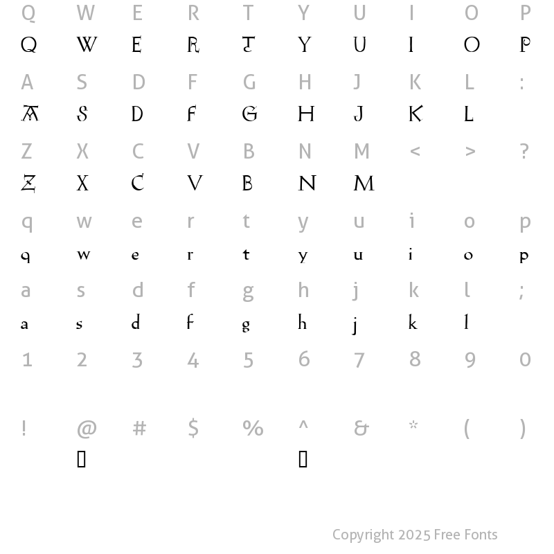 Character Map of Rudolfo Regular
