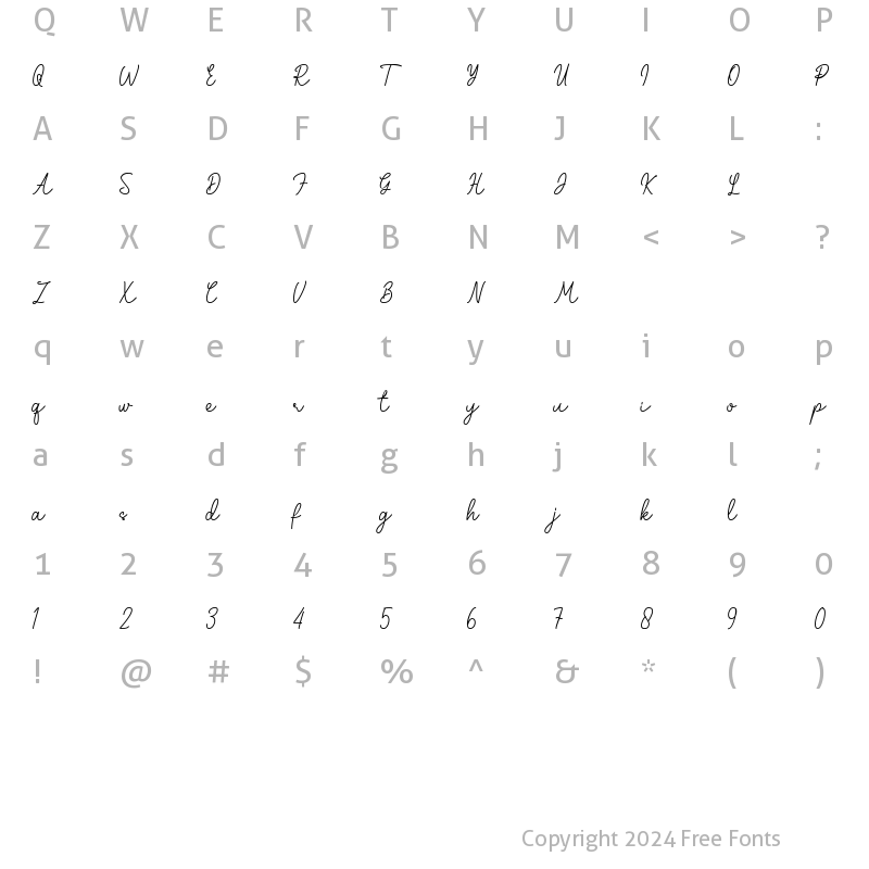 Character Map of Ruellia Regular