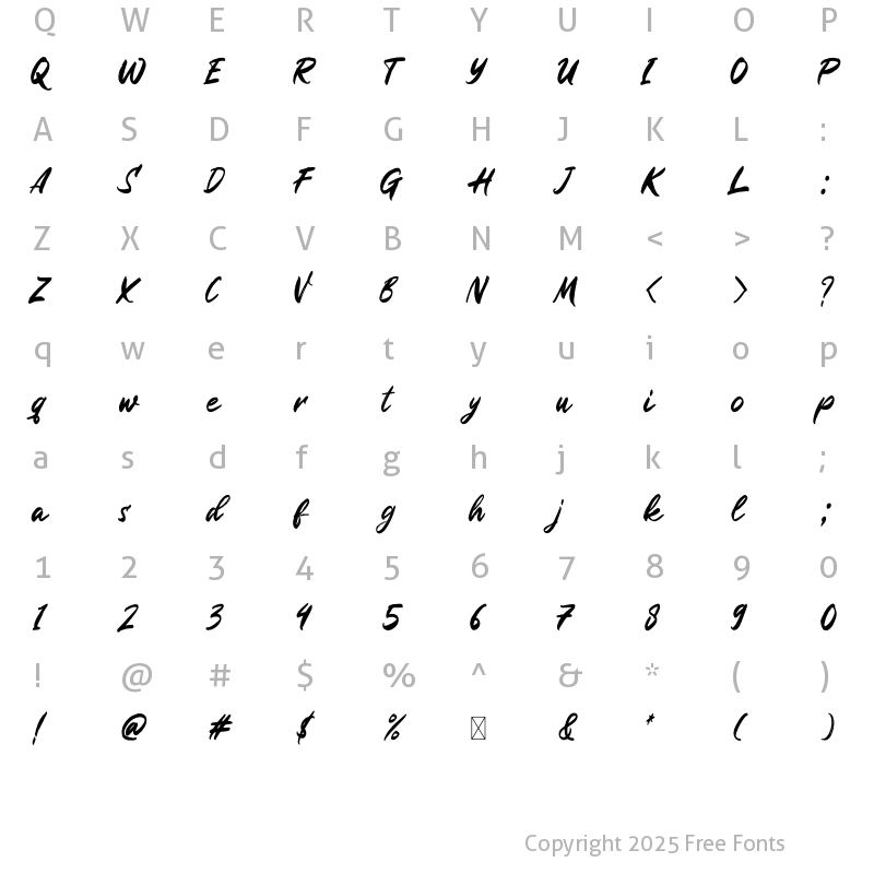 Character Map of Rugani Payne Regular