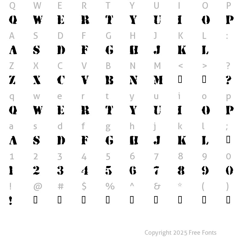 Character Map of Rugged Stencil Regular