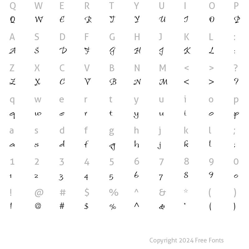 Character Map of Ruling Script LT Std 2