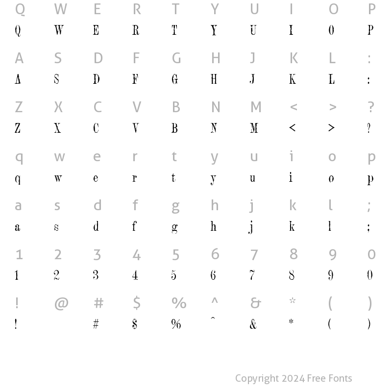 Character Map of RumpledRoman Regular