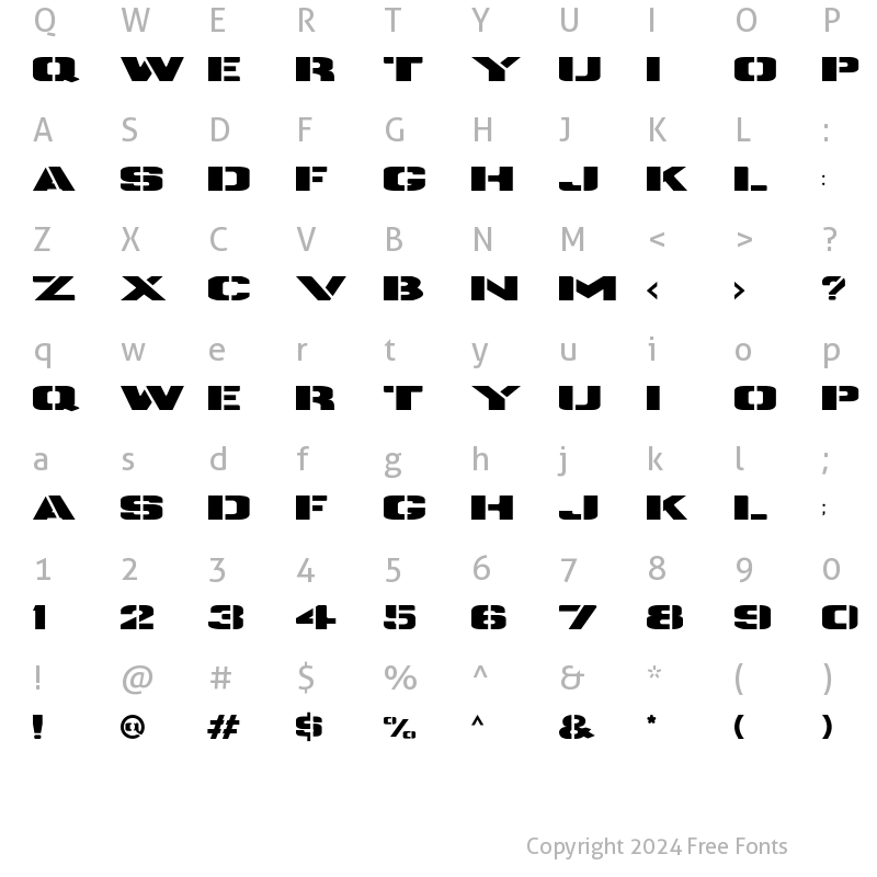 Character Map of Runammox Regular