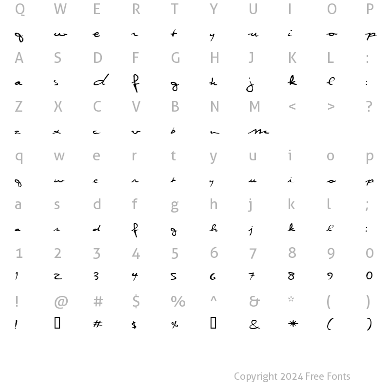 Character Map of RunawayExtended Regular