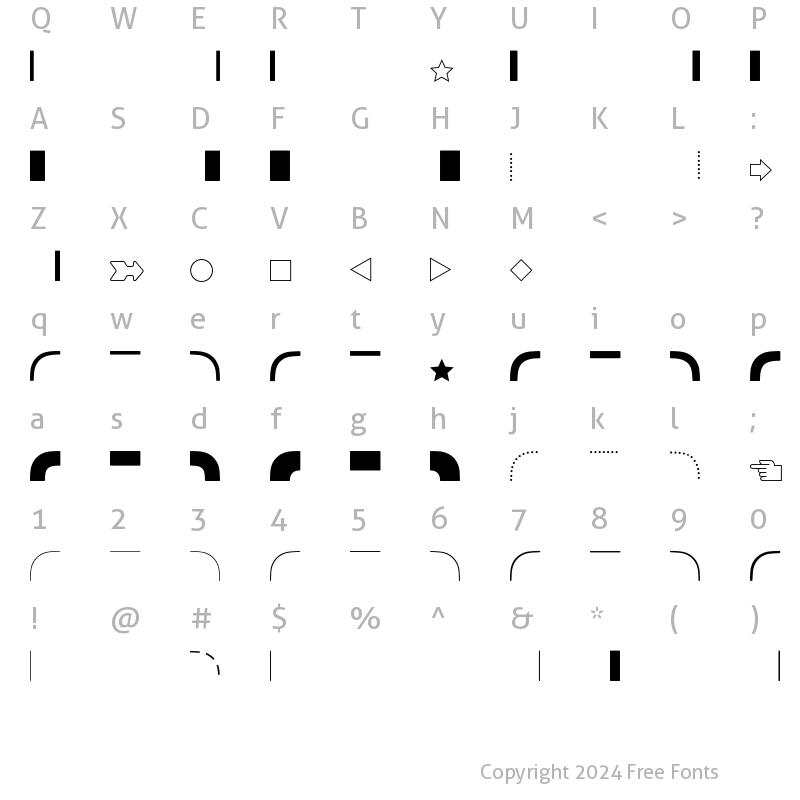 Character Map of Runde Ecken 1 BQ Regular