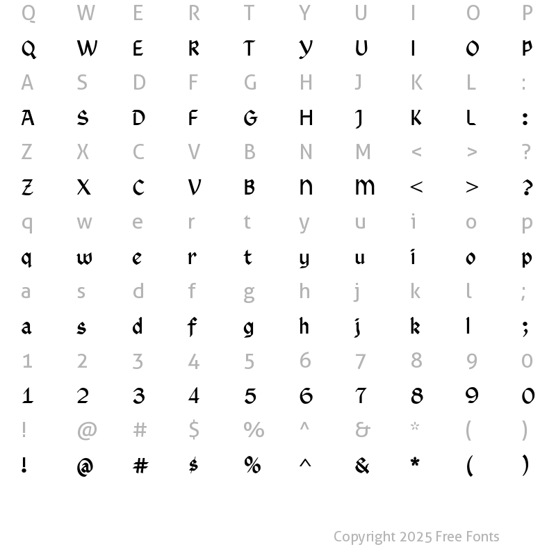 Character Map of Rundigsburg Bold