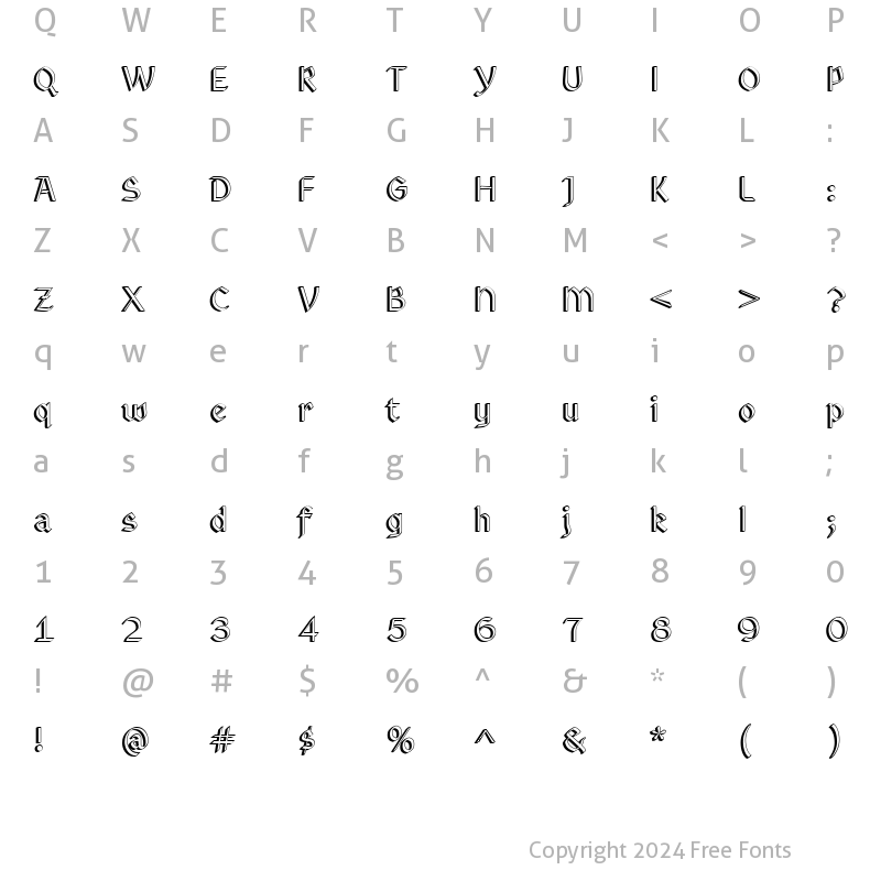 Character Map of RundigsburgShadowLeft Regular