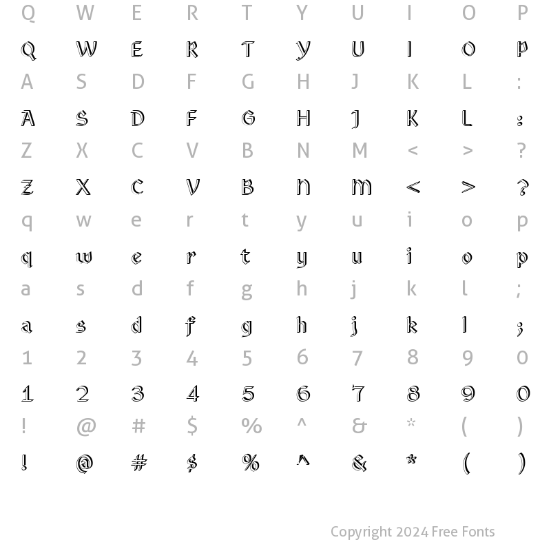 Character Map of RundigsburgShadowRight Regular