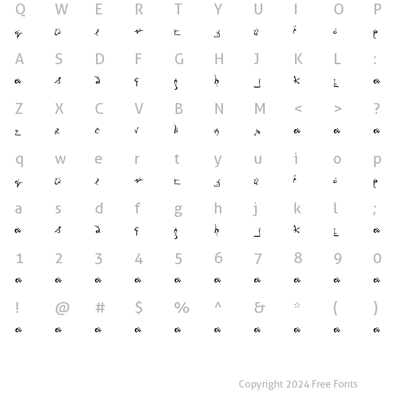 Character Map of Running Smobble Regular