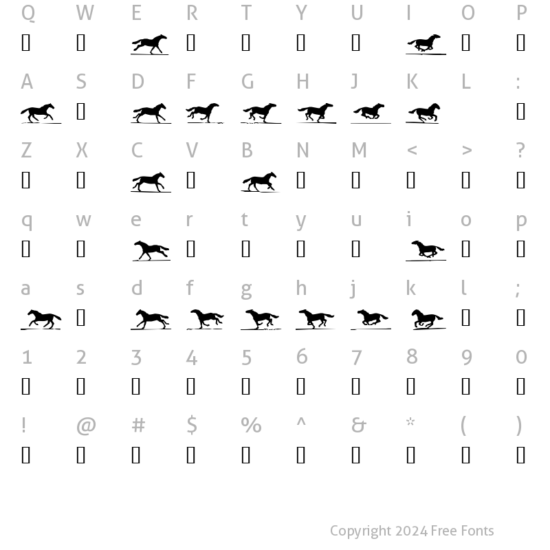 Character Map of RunningHorses Regular