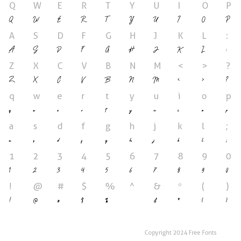 Character Map of Runningman Regular