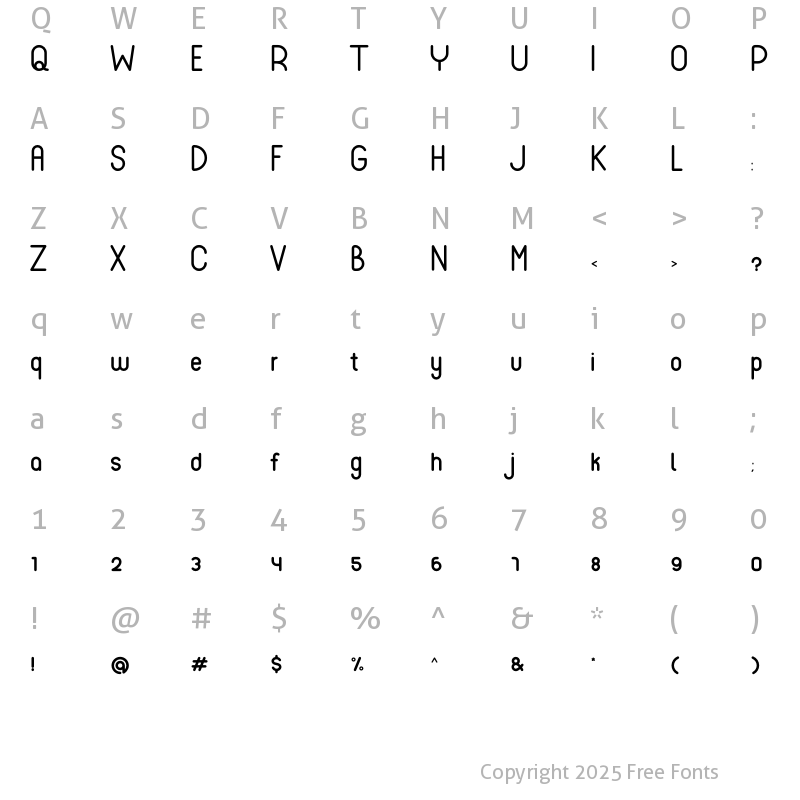 Character Map of Runtiah Regular